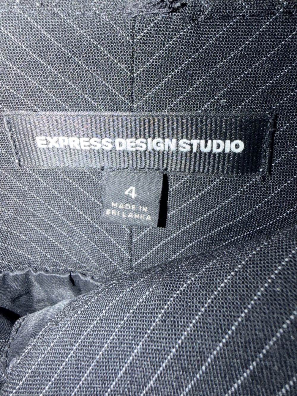 Express Design Studio Black Pinstripe Pencil Skirt Belted Size 4